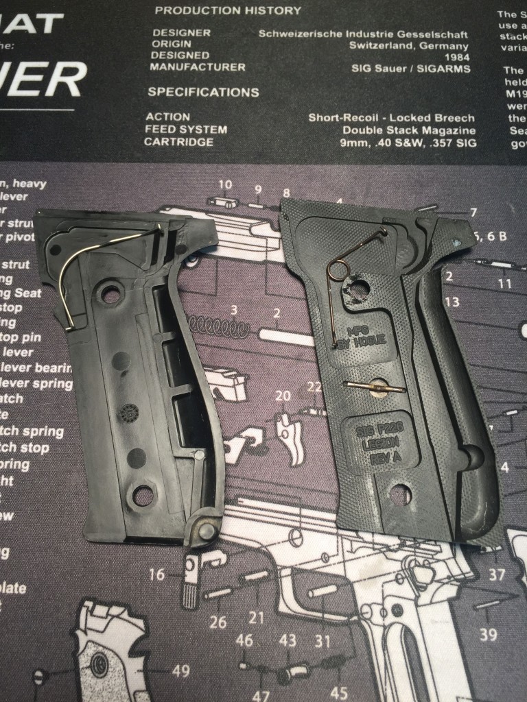 Old vs. new P226 grips and trigger bar springs