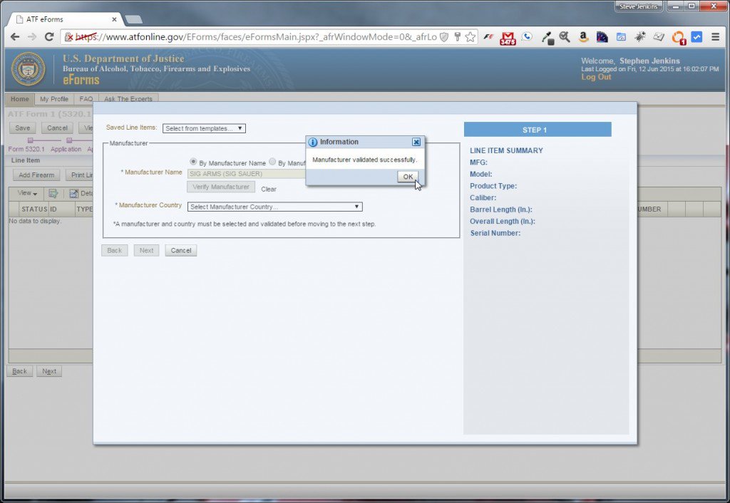 This means the ATF knows about your manufacturer.