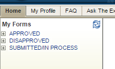 Approved and Disapproved submissions are shown in your My Forms area.