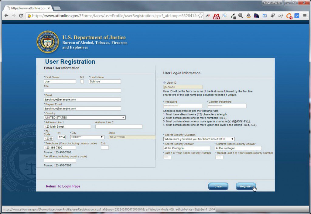 ATF eForms User Registration
