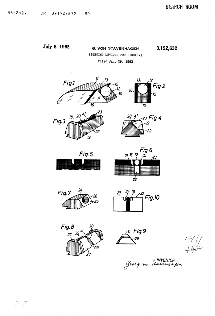 Original sketch by Georg Von Stavenhagen for US Patent 3192632