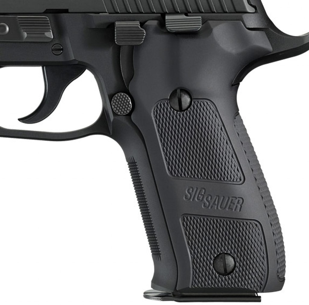 SIG logo Hogue aluminum grips on the P226 Elite Dark