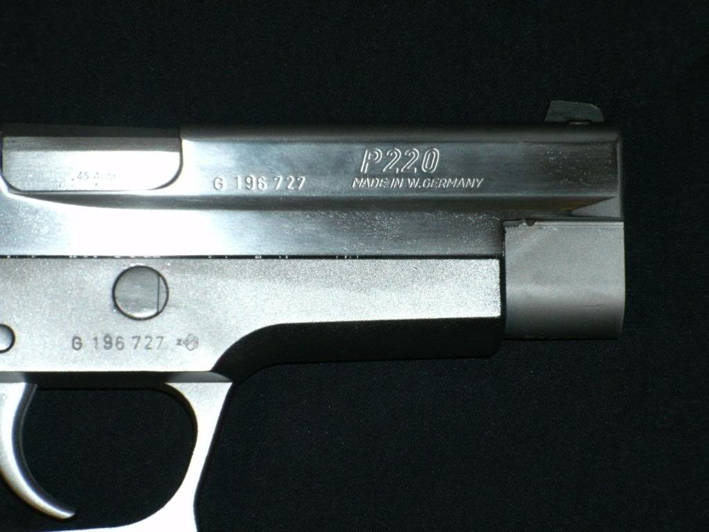 Proof mark on a West German P220 frame