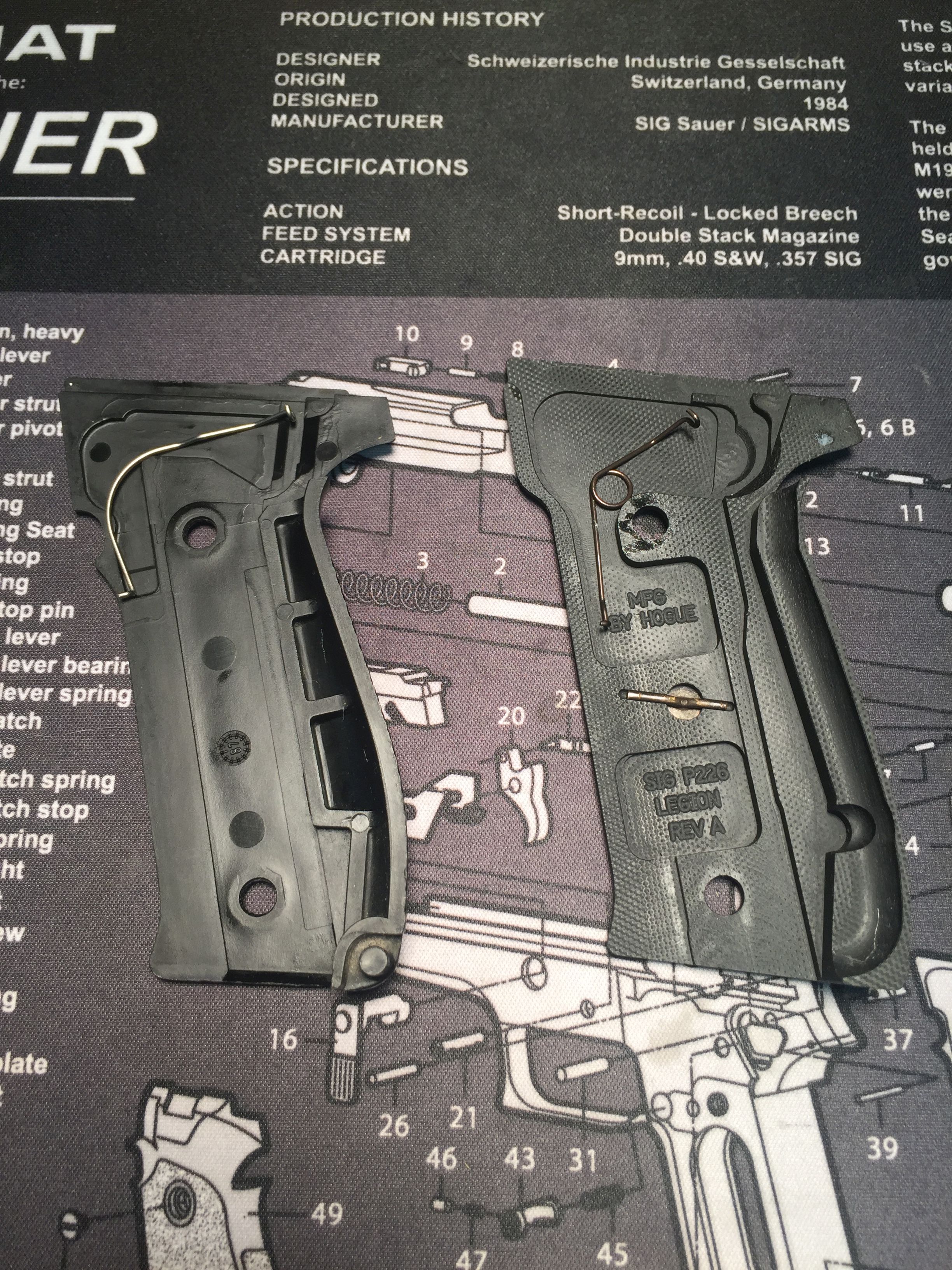 Inside the right-side of old and new P226 grips