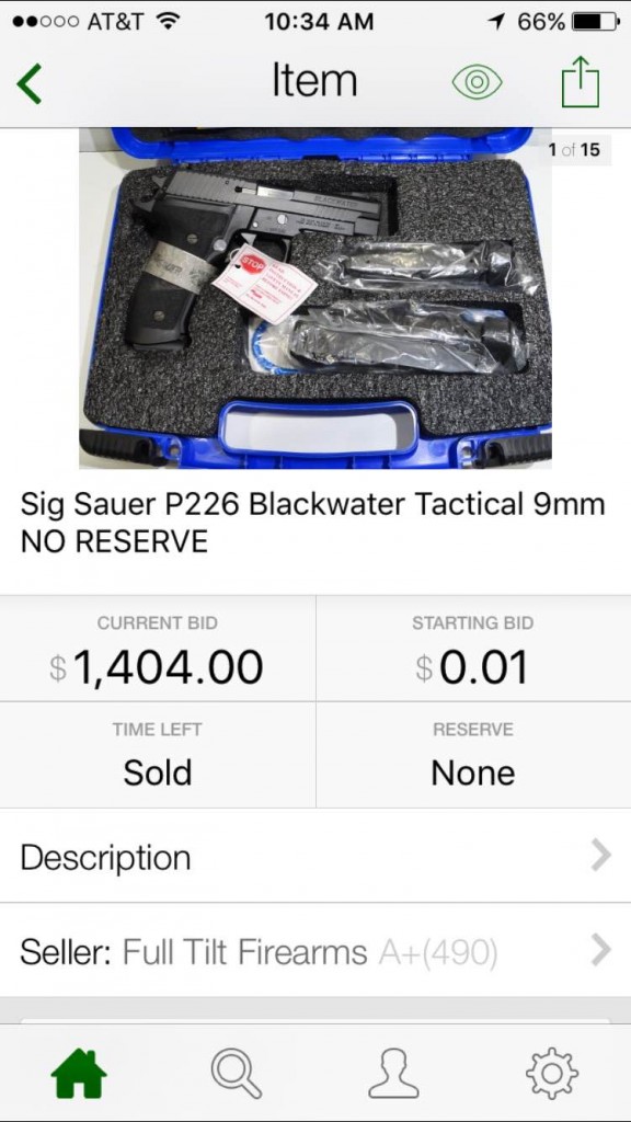 P226 Blackwater Tactical that sold for over $1,400