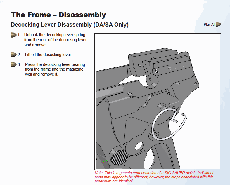 Animated SIG Sauer Decocking Lever Disassembly (DA/SA Only)